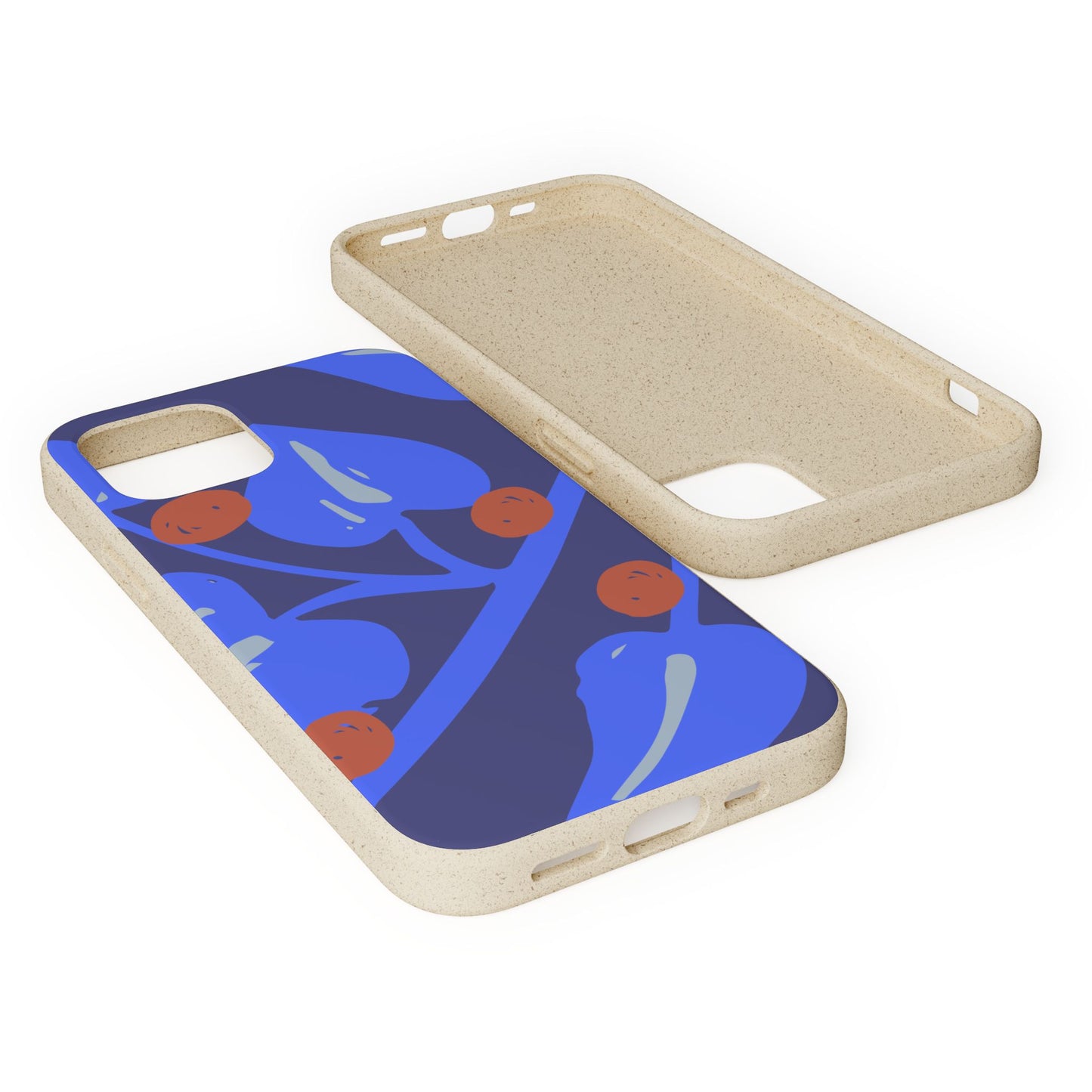 Biodegradable Phone Case — Bold Blue Abstract Floral Berry Design
