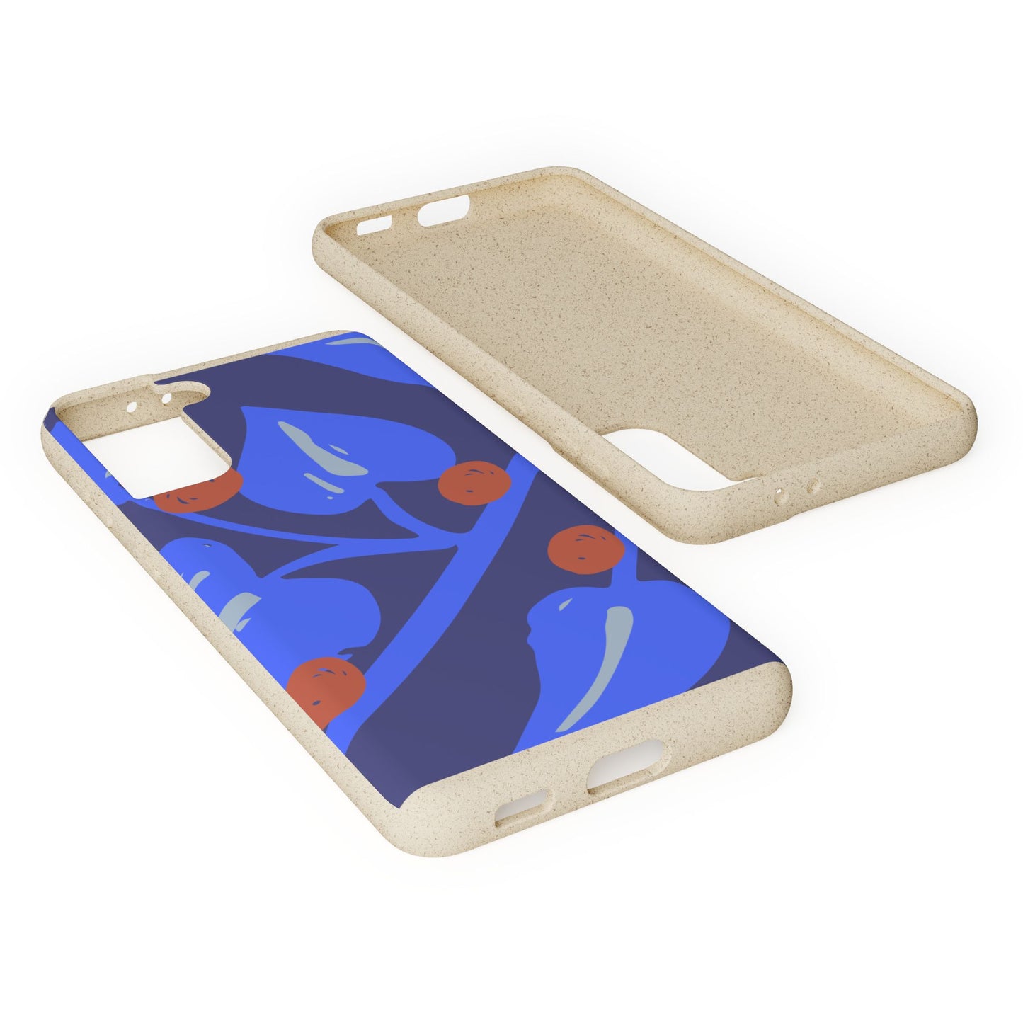 Biodegradable Phone Case — Bold Blue Abstract Floral Berry Design