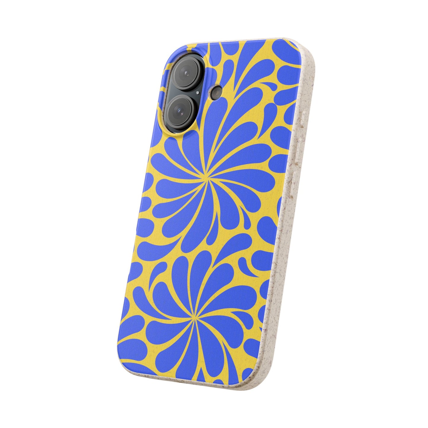 Biodegradable Phone Case — Blue & Yellow Retro Swirl Eco Phone Cover