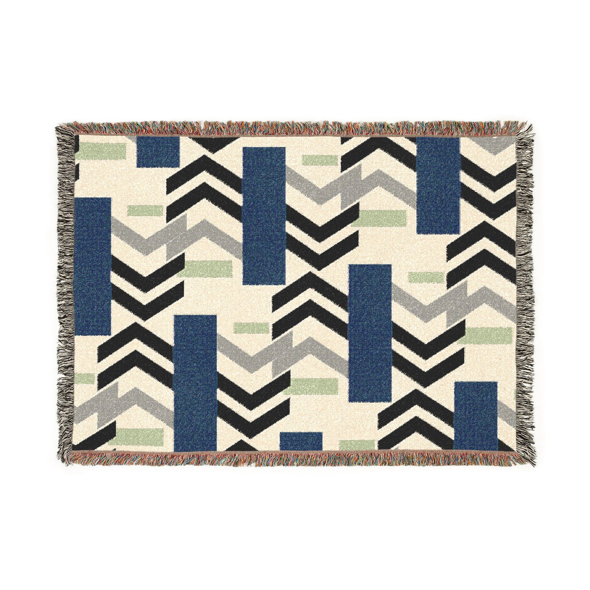 Abstract Geometric Birch Forest Woven Blanket — Boho Chevron Throw for Living Room & Camping