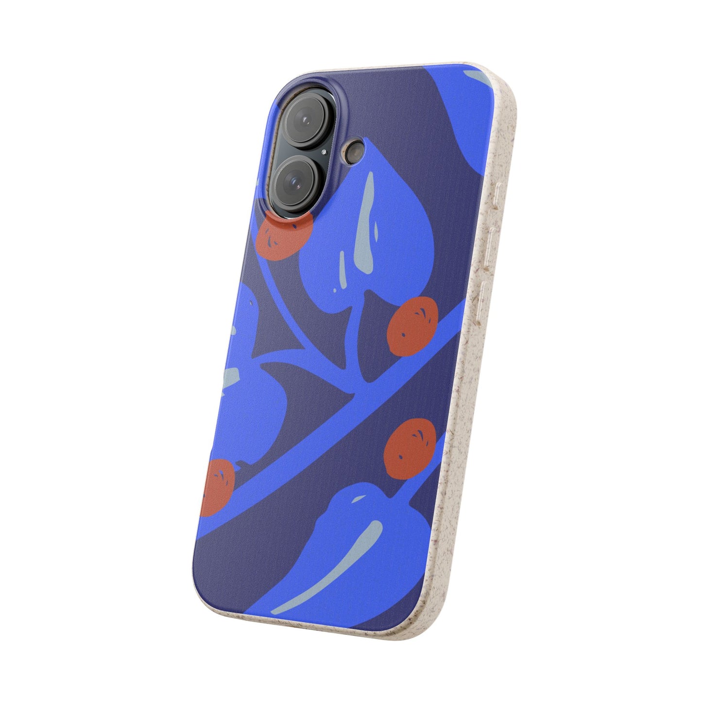 Biodegradable Phone Case — Bold Blue Abstract Floral Berry Design