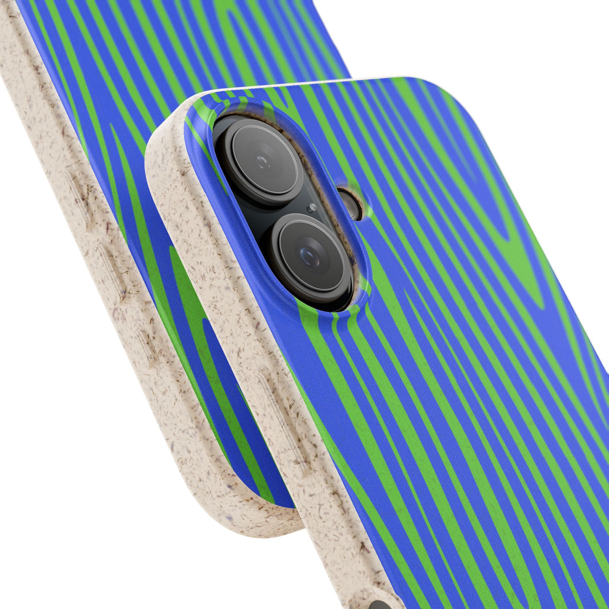 Eco Woodgrain Phone Case — Biodegradable Blue & Green Pattern
