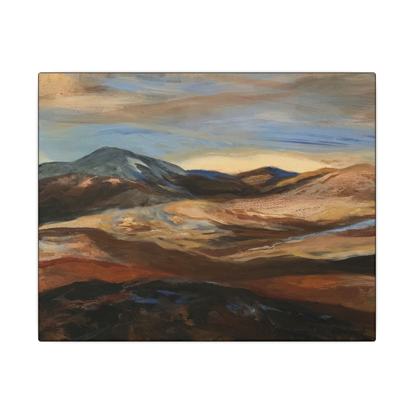 Abstract Mountain Landscape Canvas Print — Earth Tone Wall Art, Reykjanes Peninsula, Iceland