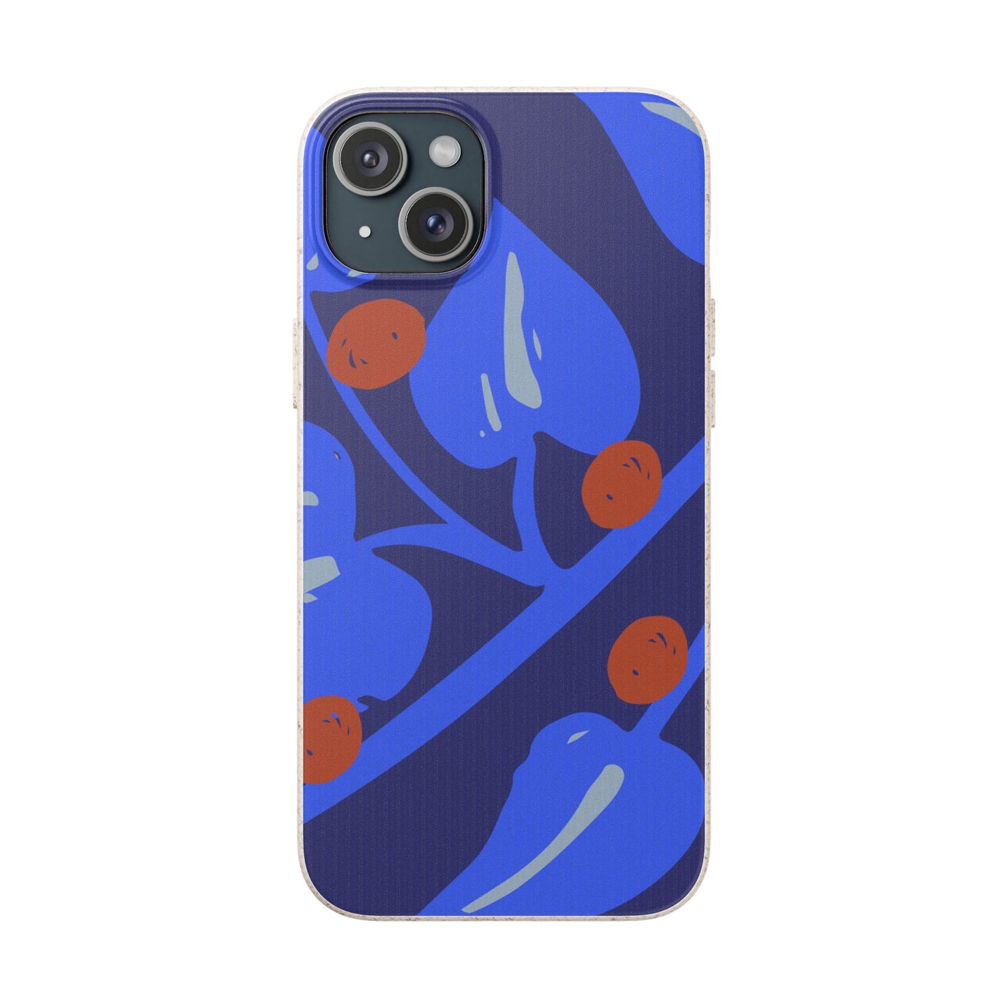 Biodegradable Phone Case — Bold Blue Abstract Floral Berry Design