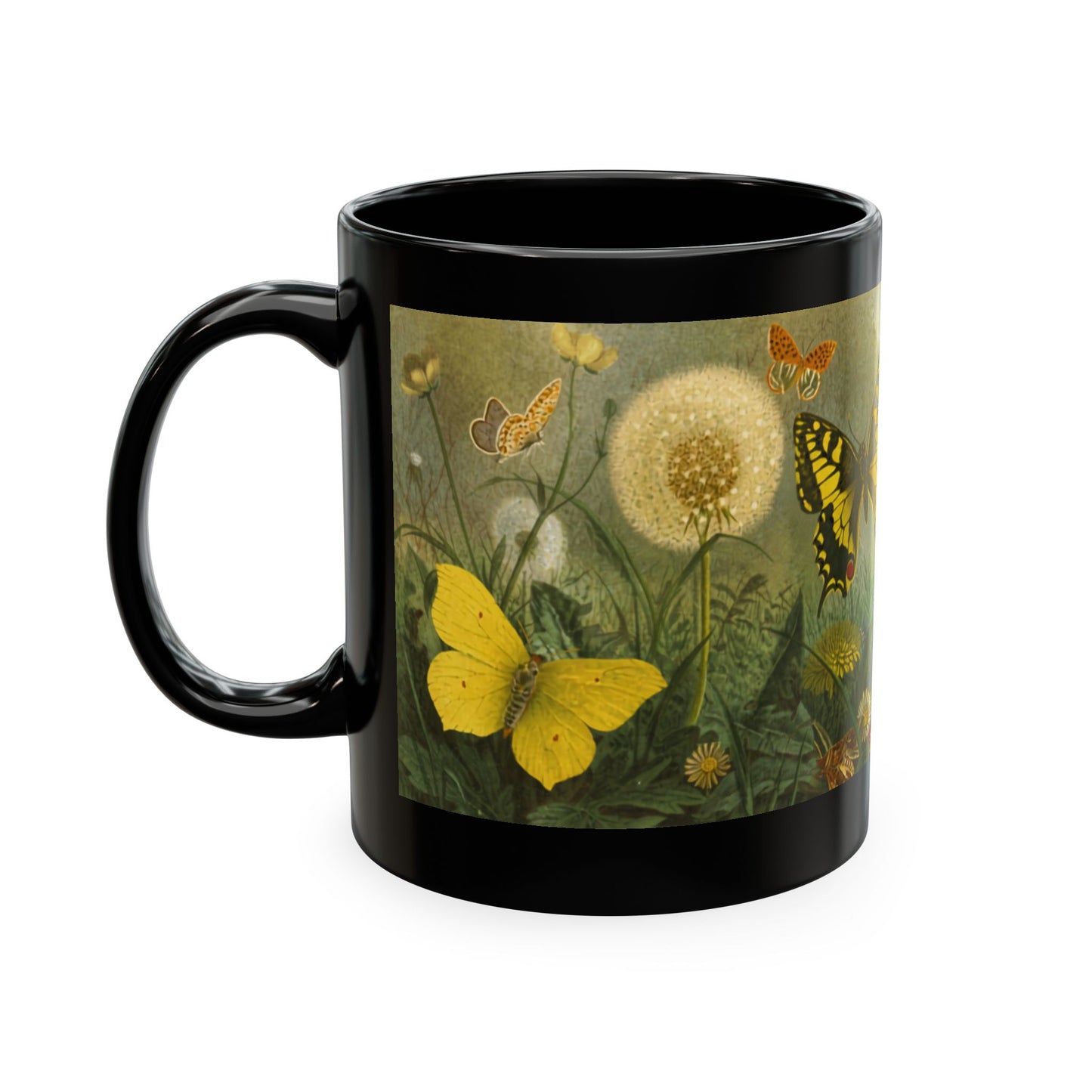 Butterfly Meadow Ceramic Mug — Vintage Nature Art Coffee Cup