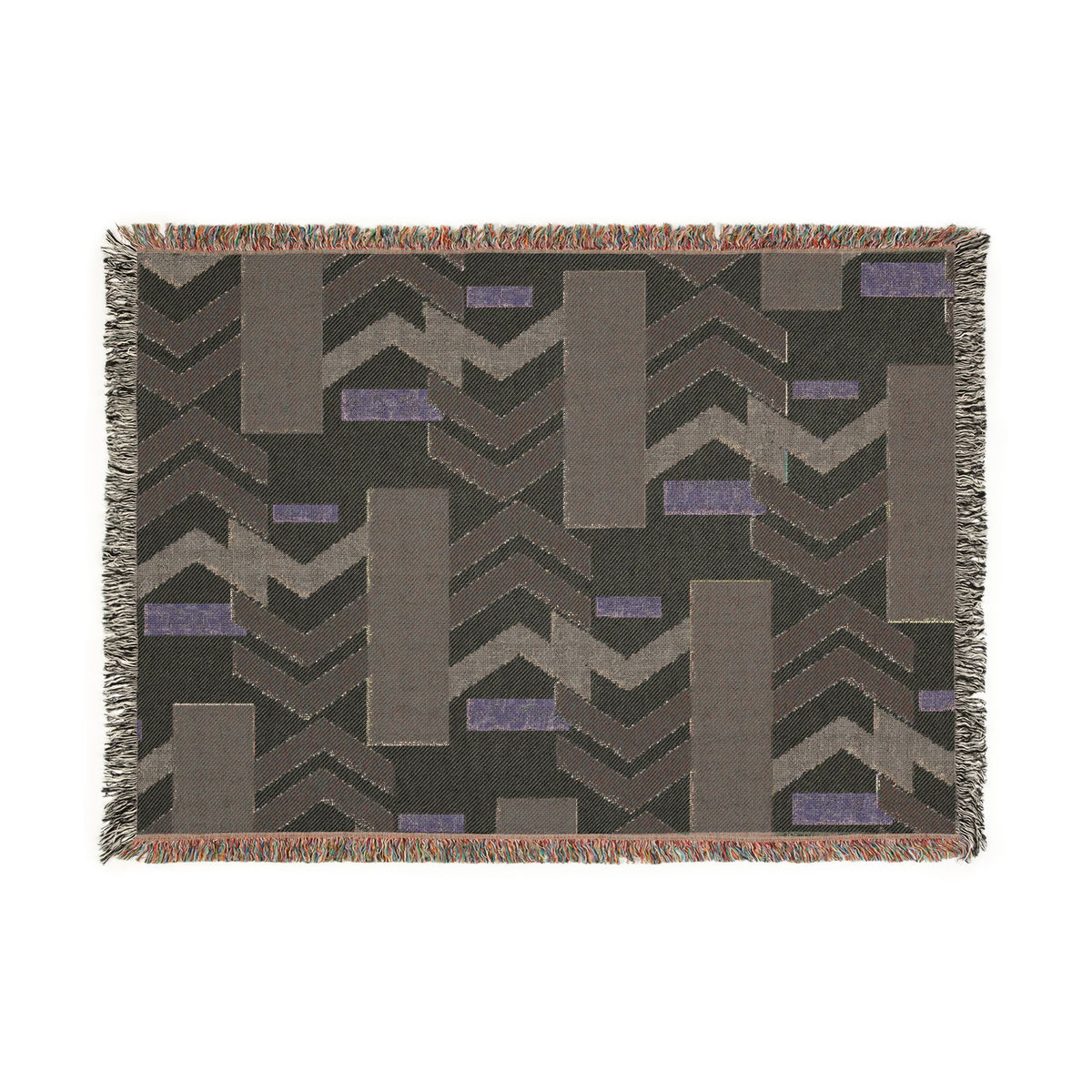 Abstract Geometric Birch Forest Woven Blanket — Boho Chevron Throw for Living Room & Camping