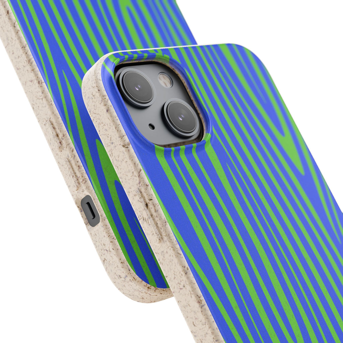 Eco Woodgrain Phone Case — Biodegradable Blue & Green Pattern