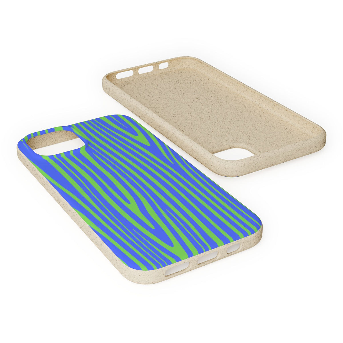 Eco Woodgrain Phone Case — Biodegradable Blue & Green Pattern