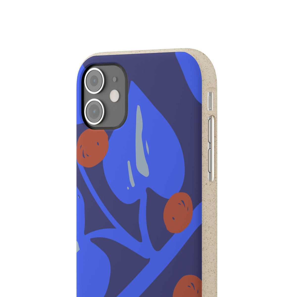 Biodegradable Phone Case — Bold Blue Abstract Floral Berry Design